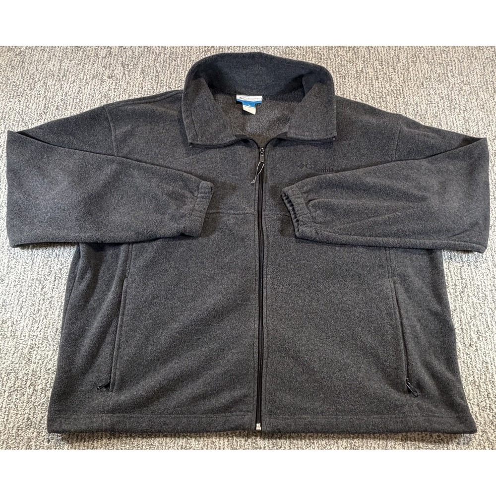 Columbia Jacket Mens XL Gray Full Zip Fleece Zip Pockets‎ Outdoor Warm Camp